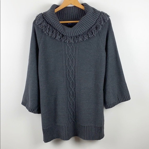 Karen Scott Neck Gray Swoop Neck Sweater - Picture 4 of 6